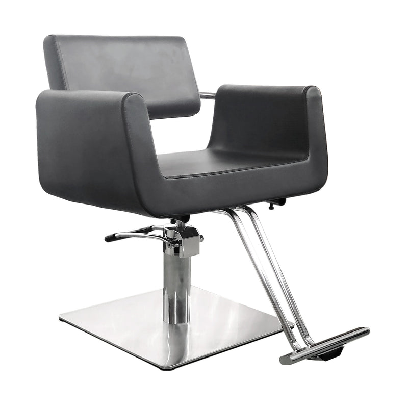 Ikonna Professional Hair Styling Chair| Black Design with a Square Base and Footrest