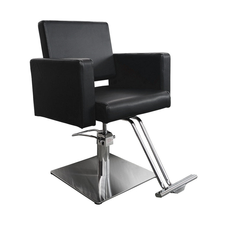 Ikonna Professional Hair Styling Chair | Box Shaped Design in Classic Black with a Durable Square Base