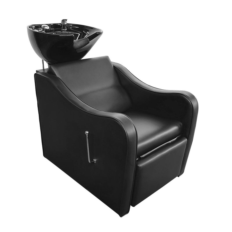 Ikonna All-In-One Shampoo Chair Unit H-5018BK | Sleek Backwash Unit in Classic Black, Featuring a Retractable Footrest