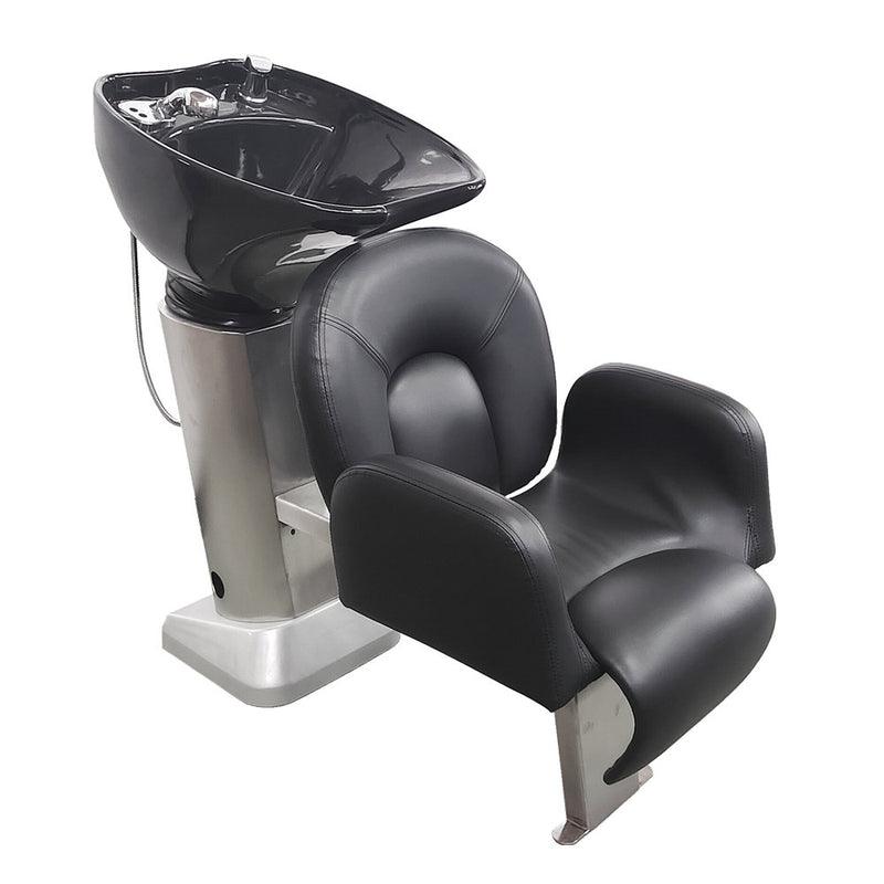 Ikonna All-In-One Shampoo Chair Unit H-5389BK With Unique Floating Design, in Black with Silver Finishes