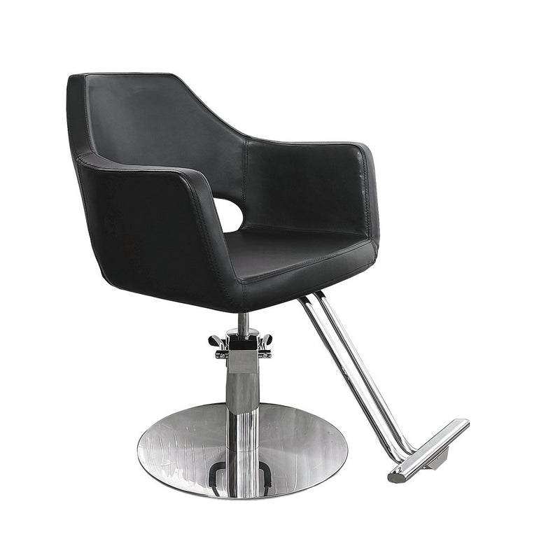 Ikonna Professional Hair Styling Chair | Modern Black Design with a Sturdy Coin Base and Footrest