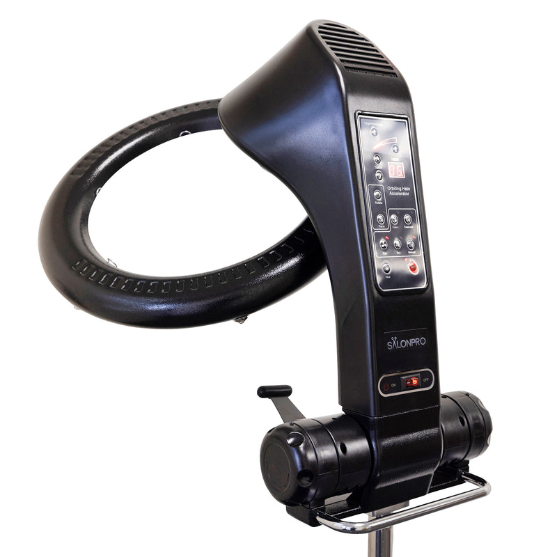 SalonPro Orbiting Halo Professional Infrared Hair Color Processor & Multi-Function Dryer Accelerator w/ Rolling Base - Black