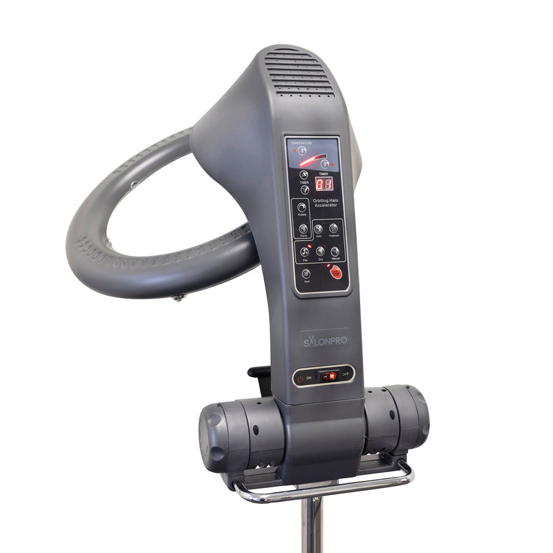 SalonPro Orbiting Halo Professional Infrared Hair Color Processor & Multi-Function Dryer Accelerator w/ Rolling Base - Grey