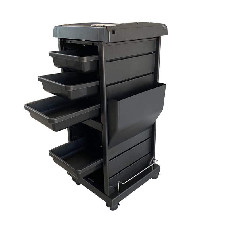 SalonPro Lockable Styling Cabinet Storage & Coloring Trolley w/ Rolling Wheels in Black Styling Trolley SalonPro Equipment 