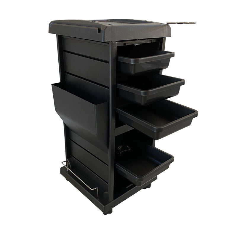 SalonPro Lockable Styling Cabinet Storage & Coloring Trolley w/ Rolling Wheels in Black Styling Trolley SalonPro Equipment 